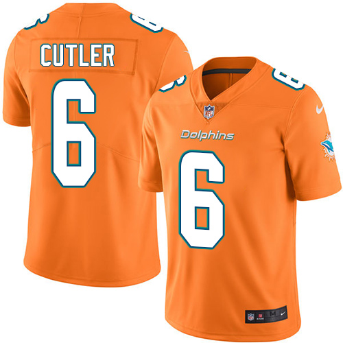 Nike Dolphins #6 Jay Cutler Orange Men's Stitched NFL Limited Rush Jersey